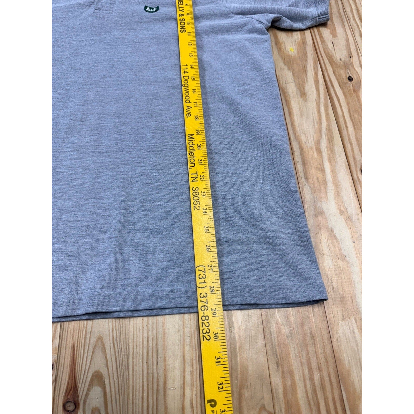Abercrombie & Fitch Polo Mens XL Muscle Fit Logo Moose Gray With Green White