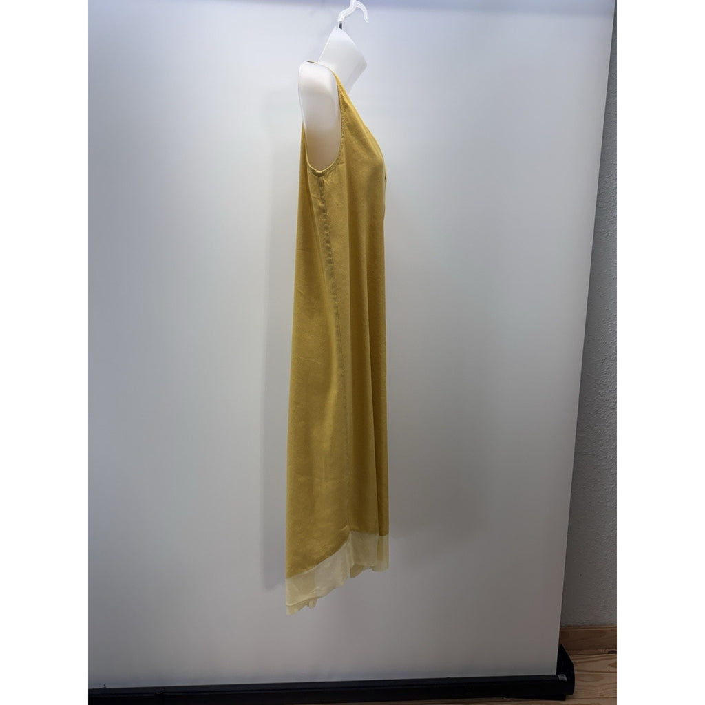 For Cynthia (Rowley) Linen Blend Mustard Women's Asymmetrical Dress Size Medium