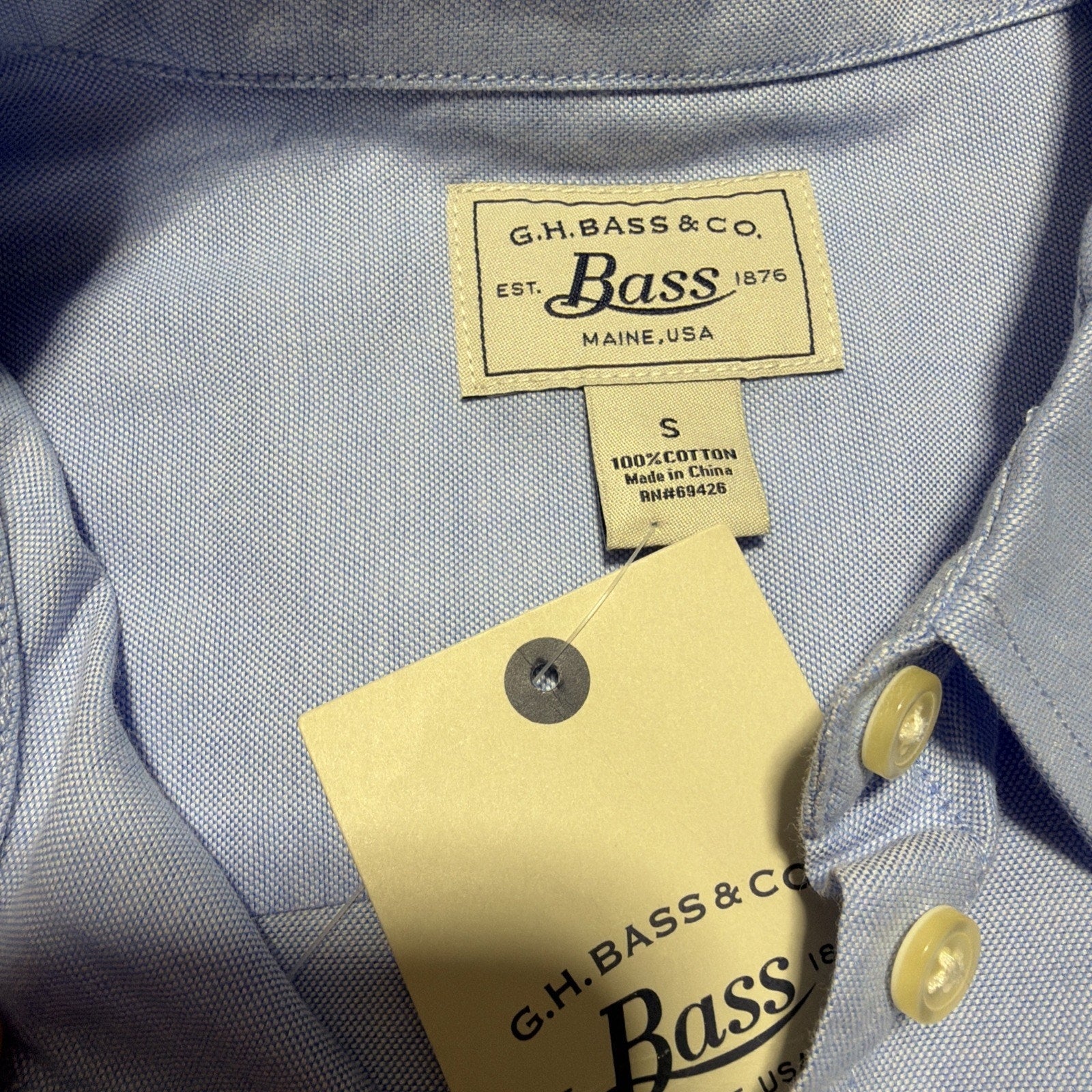 GH Bass & Co Solid Blue Shirt Long Sleeve Button Up Shirt Adult Women's S NWT