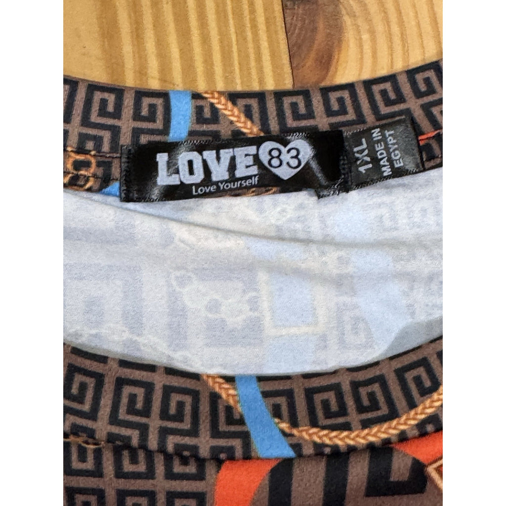 NWT Love 83 Love Yourself Dress Brown Plus 1X High Side Slit