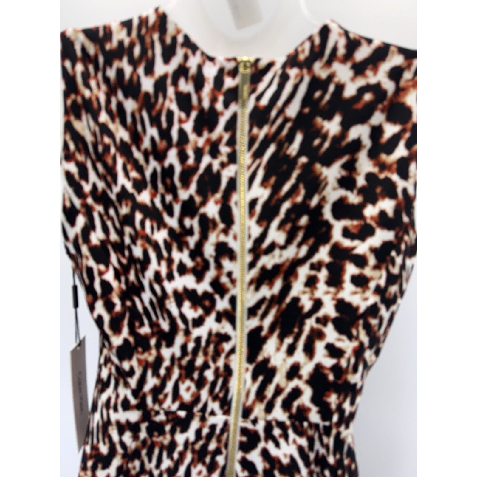 Calvin Klein Sleeveless Crew Neck Animal Print Scuba Sheath Dress Size 8