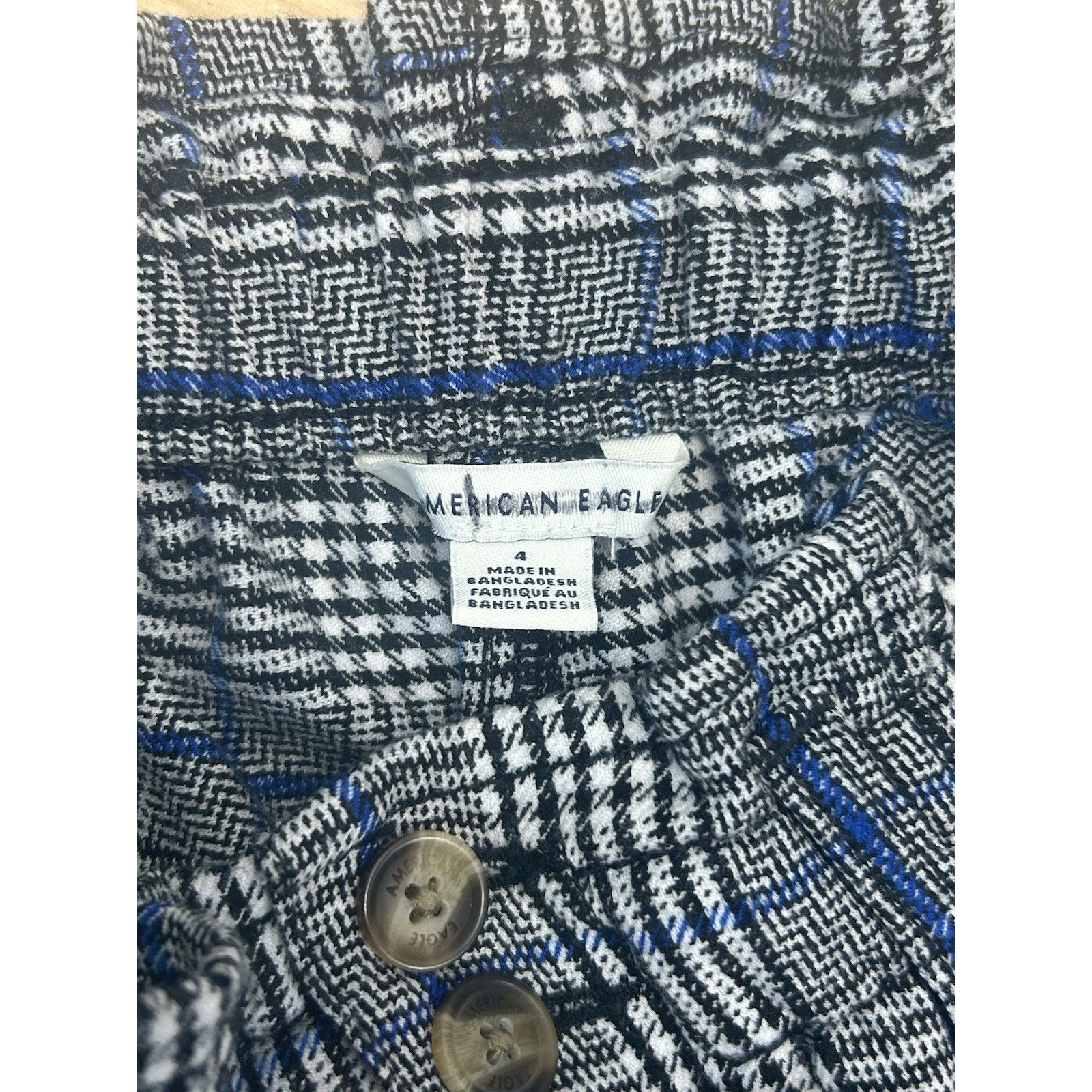 American Eagle High Rise Shorts Womens Size 4 Houndstooth Plaid Black White Blue