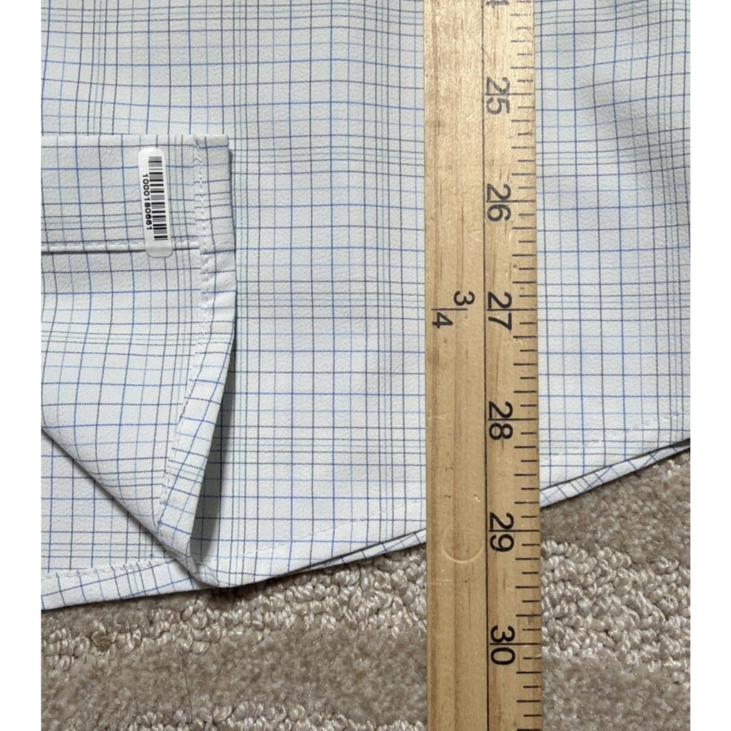 Mizzen+Main Leeward Classic Dress Shirt Men’s M White Blue Check Stretch