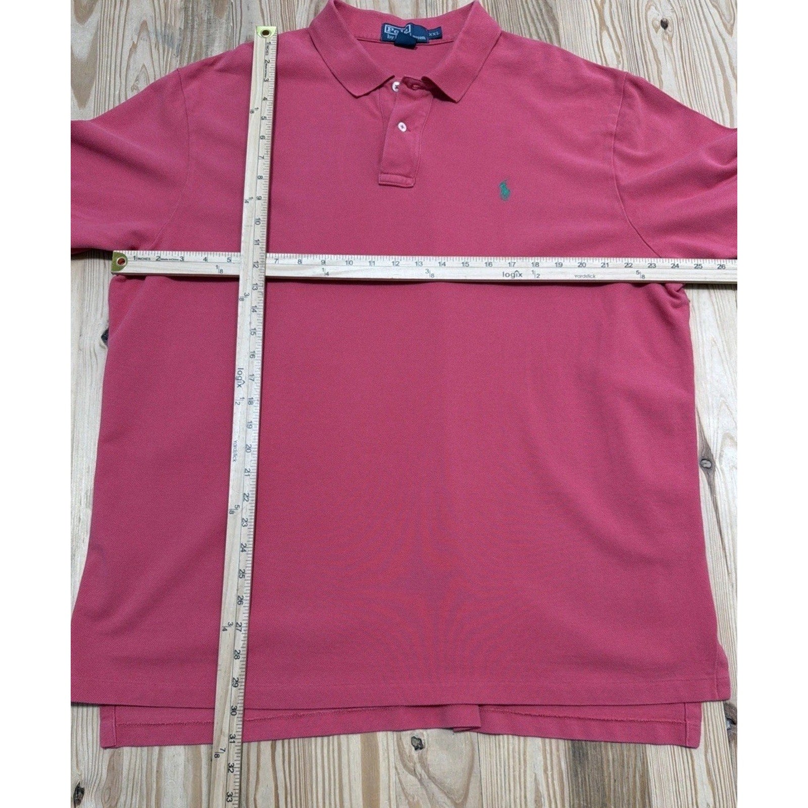 VTG S/S POLO Ralph Lauren Peach Cotton Small Logo Button Collared Shirt Mens XXL