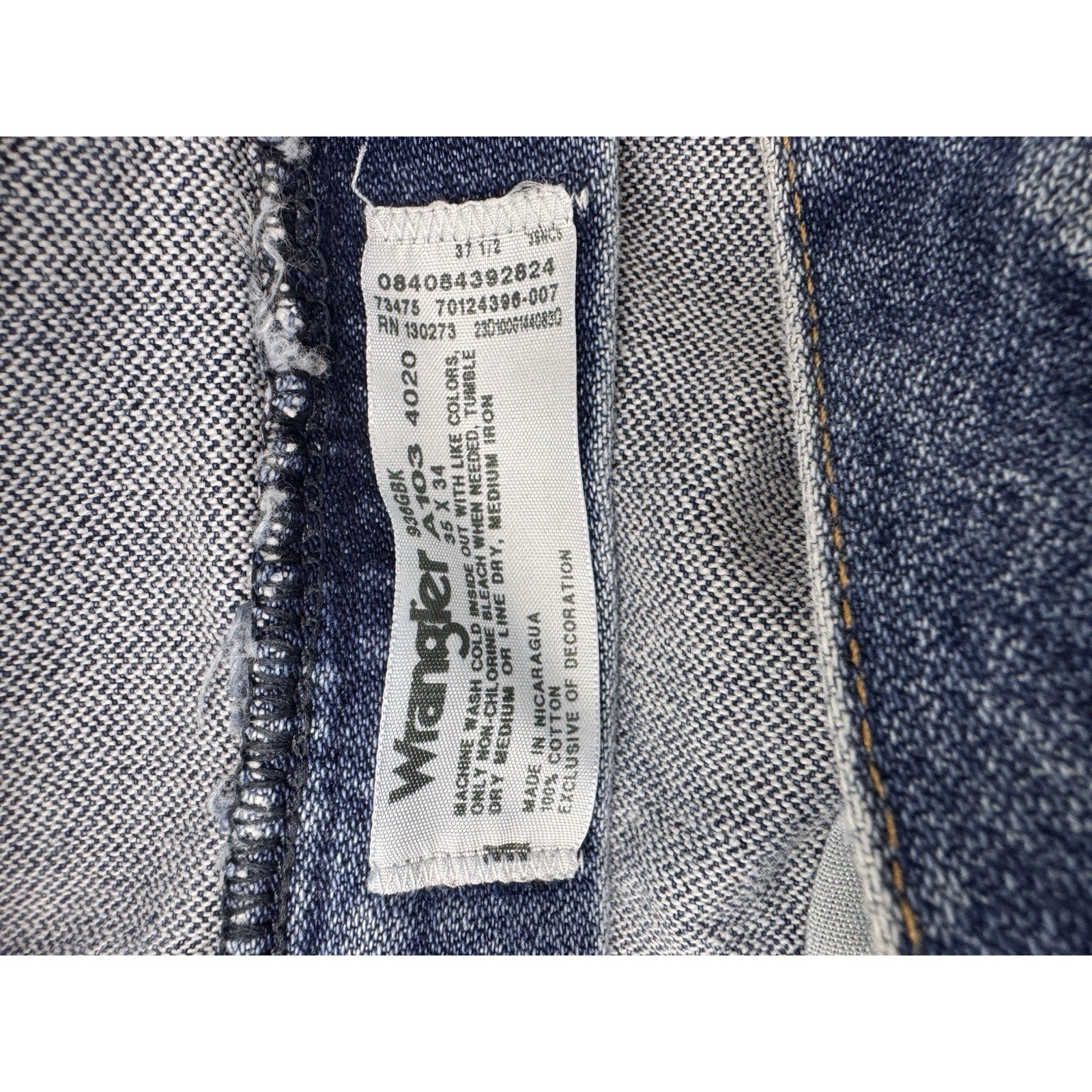 Wrangler Mens Jeans Blue 34 X 32 1/2 Pants 100% Cotton Slim Fit Cowboy Cut Jeans