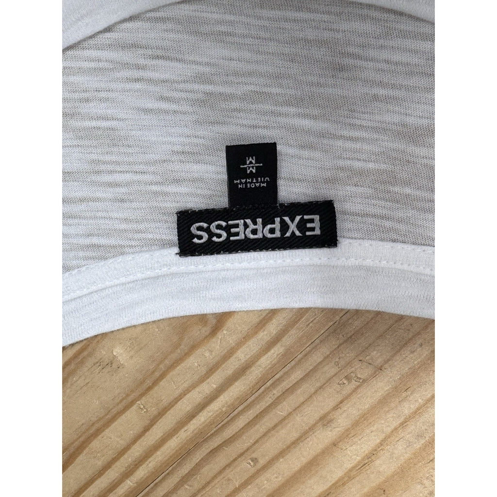 Express White Block Short Sleeve Tee Blouse Women’s Size Medium