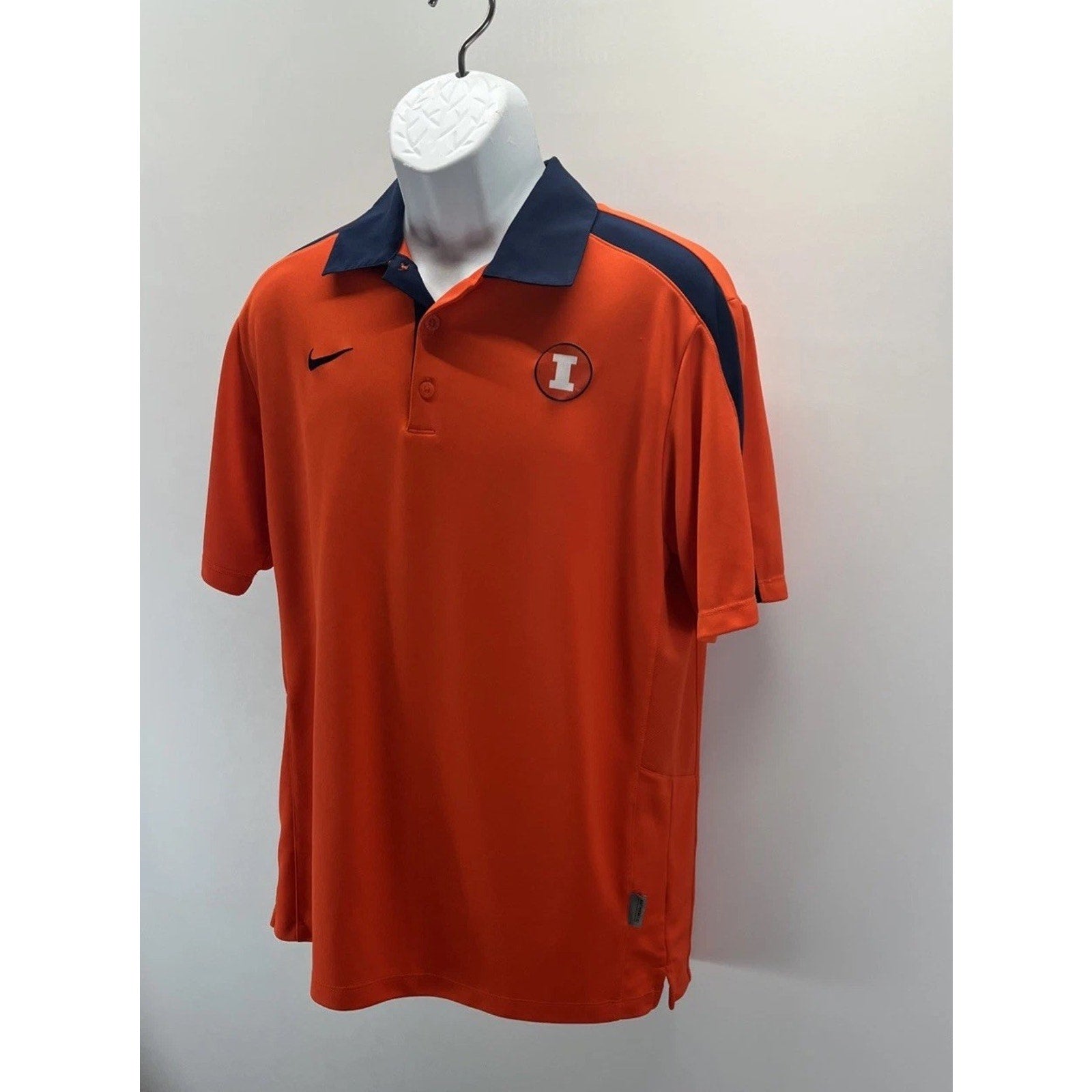 Nike Illinois Fighting Illini Orange Coaches Hot Route Dri Fit Polo Size Medium