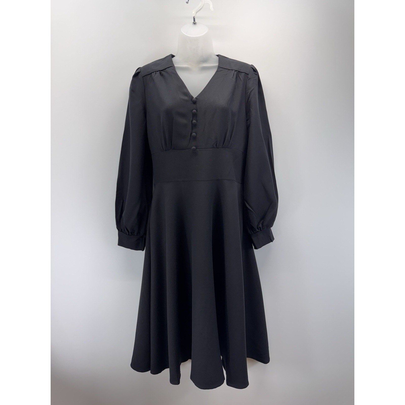 IDOPIP V-Neck Tea Dress in Black Size XL Fitted Dress NWT