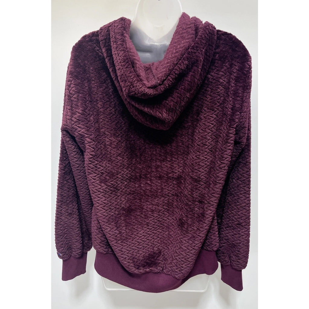 Champion Fluffy Teddy Fleece Pullover Hoodie Womens Medium Burgundy NWT
