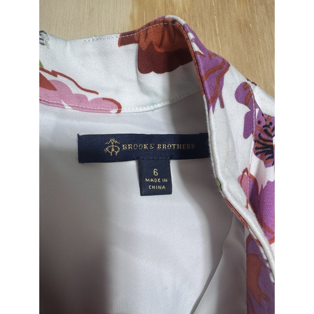 Brooks Brothers Floral Sheath Dress Women’s 6 Sleeveless Mock Neck Cotton