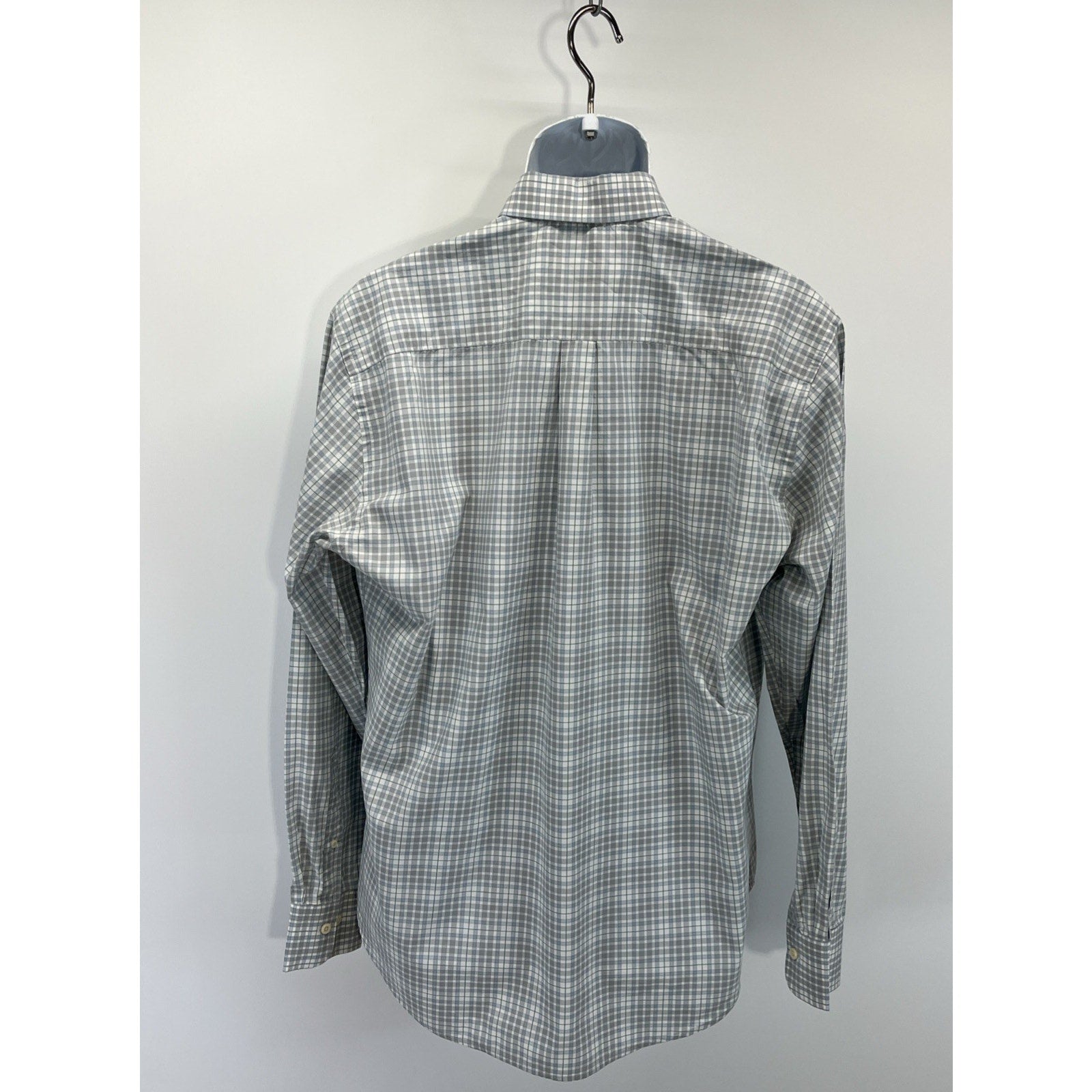 Peter Millar Plaid Blue Long Sleeve Button Down Dress Shirt Mens Size L