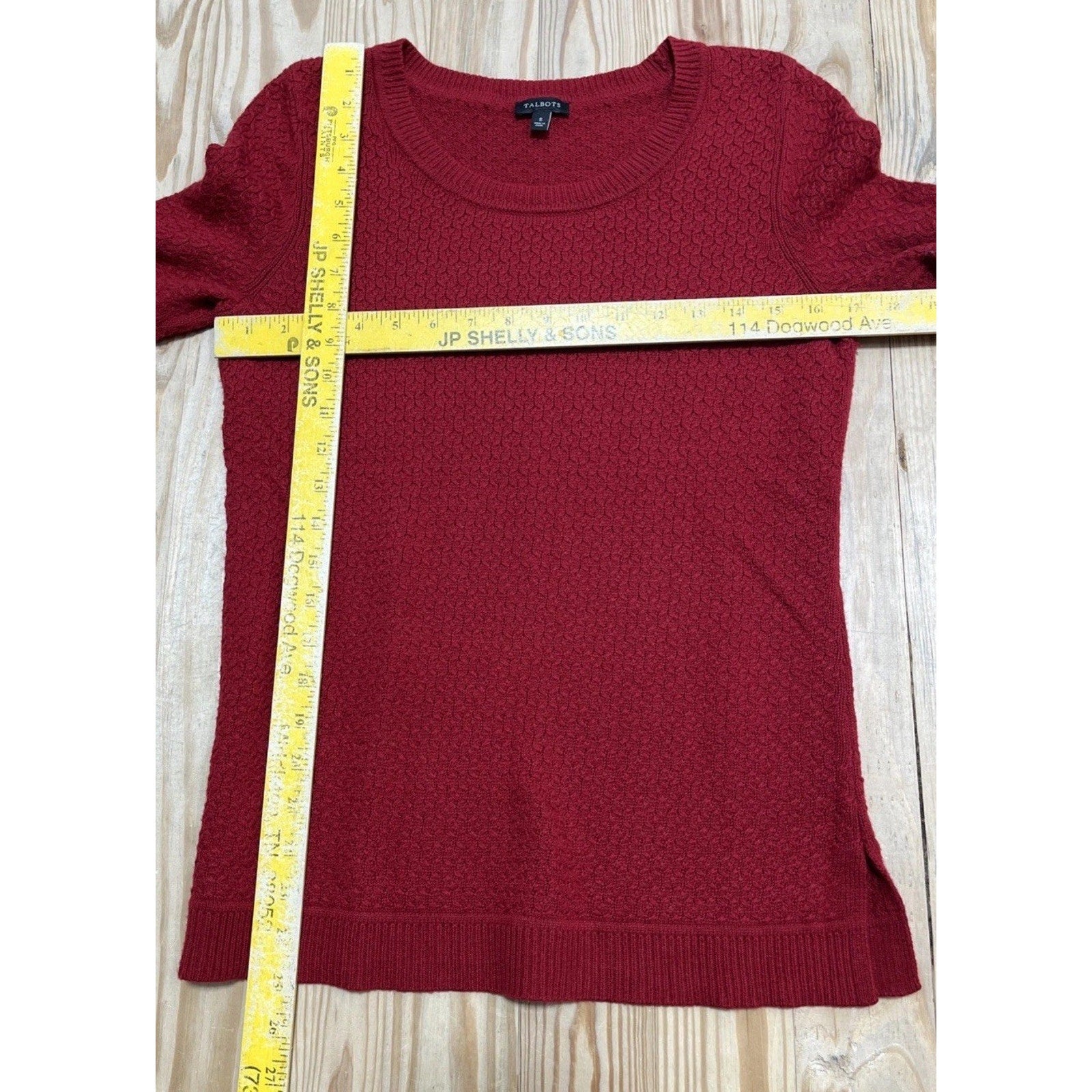 Talbots Lambswool Cable Knit Sweater Womens Sz Small Red Scoop