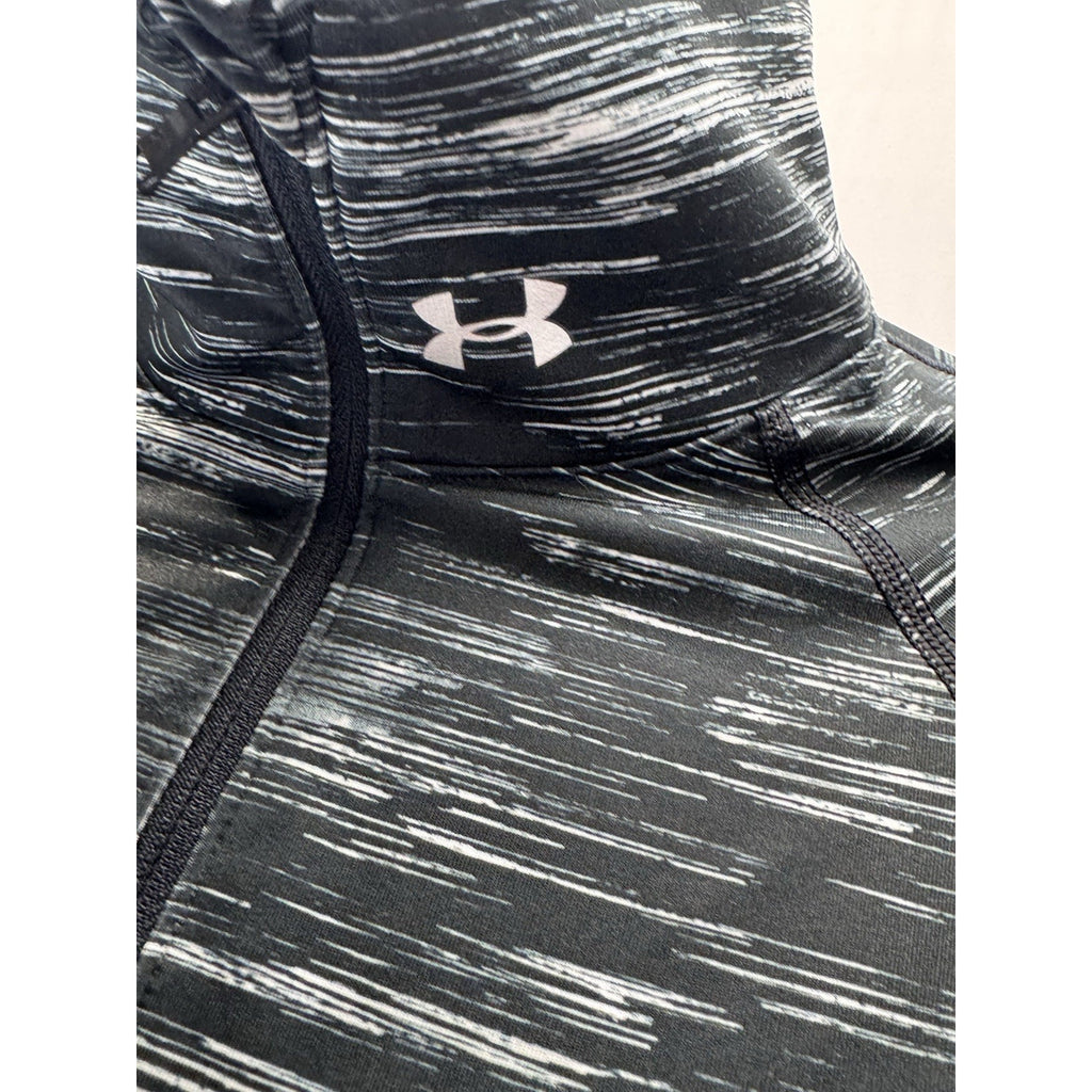Under Armour ColdGear Women M Fitted 1/4 Zip Pullover Black Gray Space Dye Run