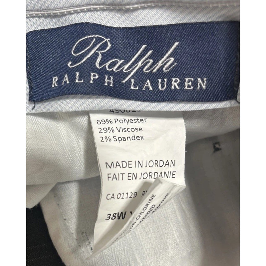 Polo Ralph Lauren Pants Men's 38x32 Gray Checked Plaid Casual Pleated Front