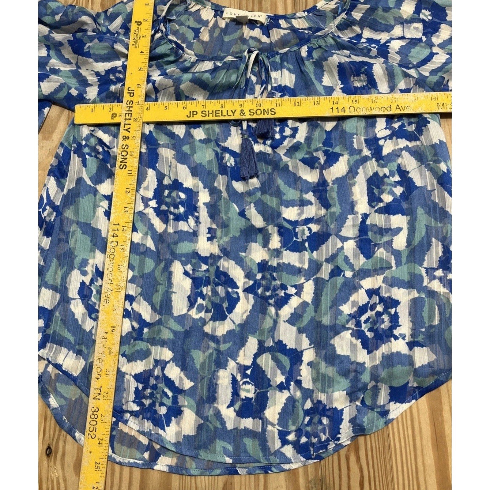 Lovestitch Women's Floral Print V-Neck Long Sleeve Bohemian Top Small