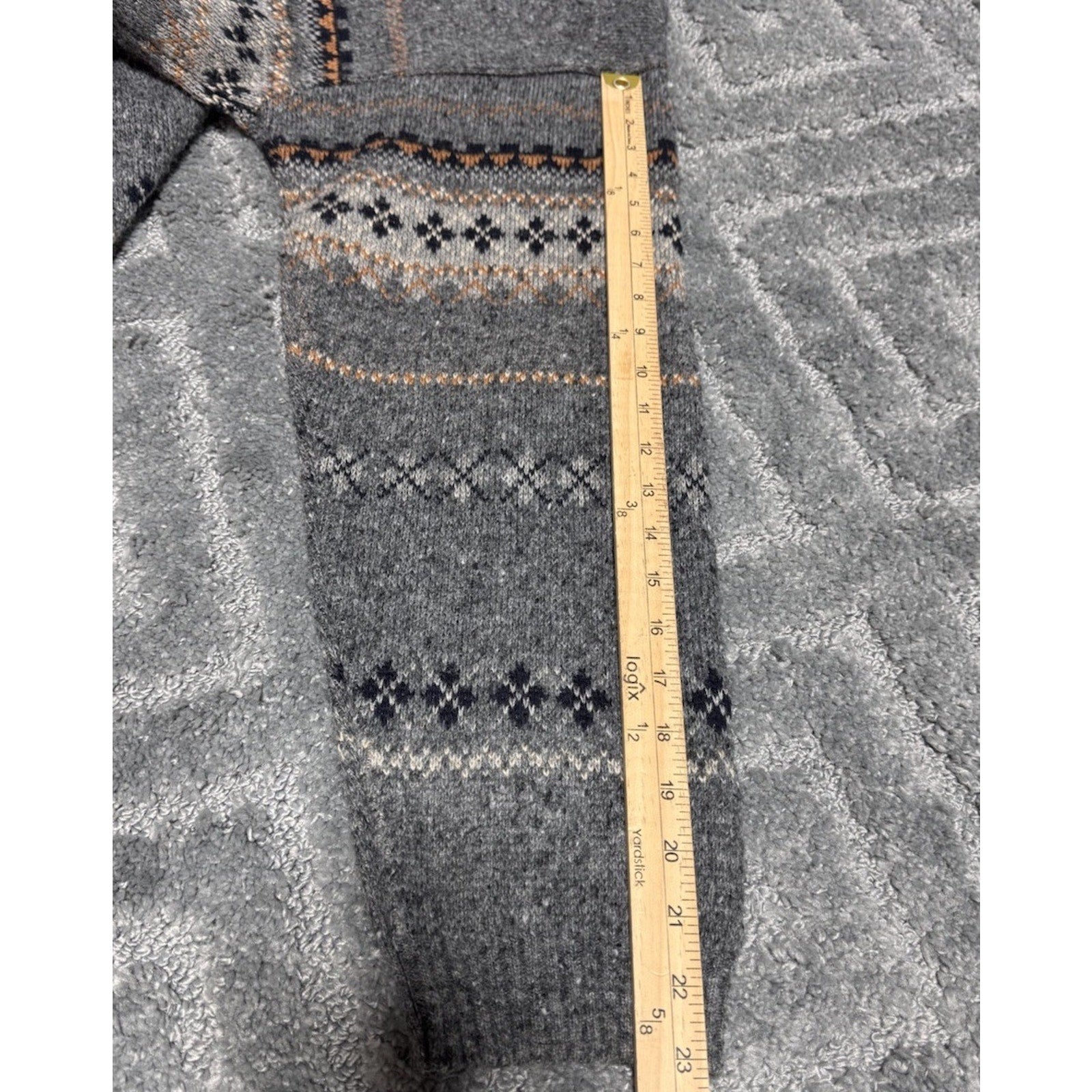 Vintage 90s Men’s Wool Wash Wear Sweater Wool Size L Gray Orange Black