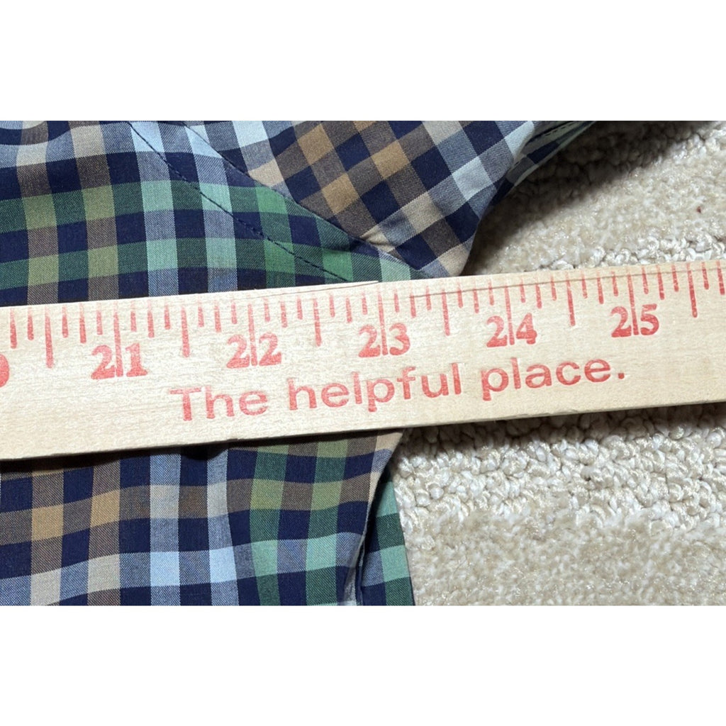 COTTON BROTHERS Men’s L Gingham Wrinkle Free Button Up Shirt Long Sleeve Cotton