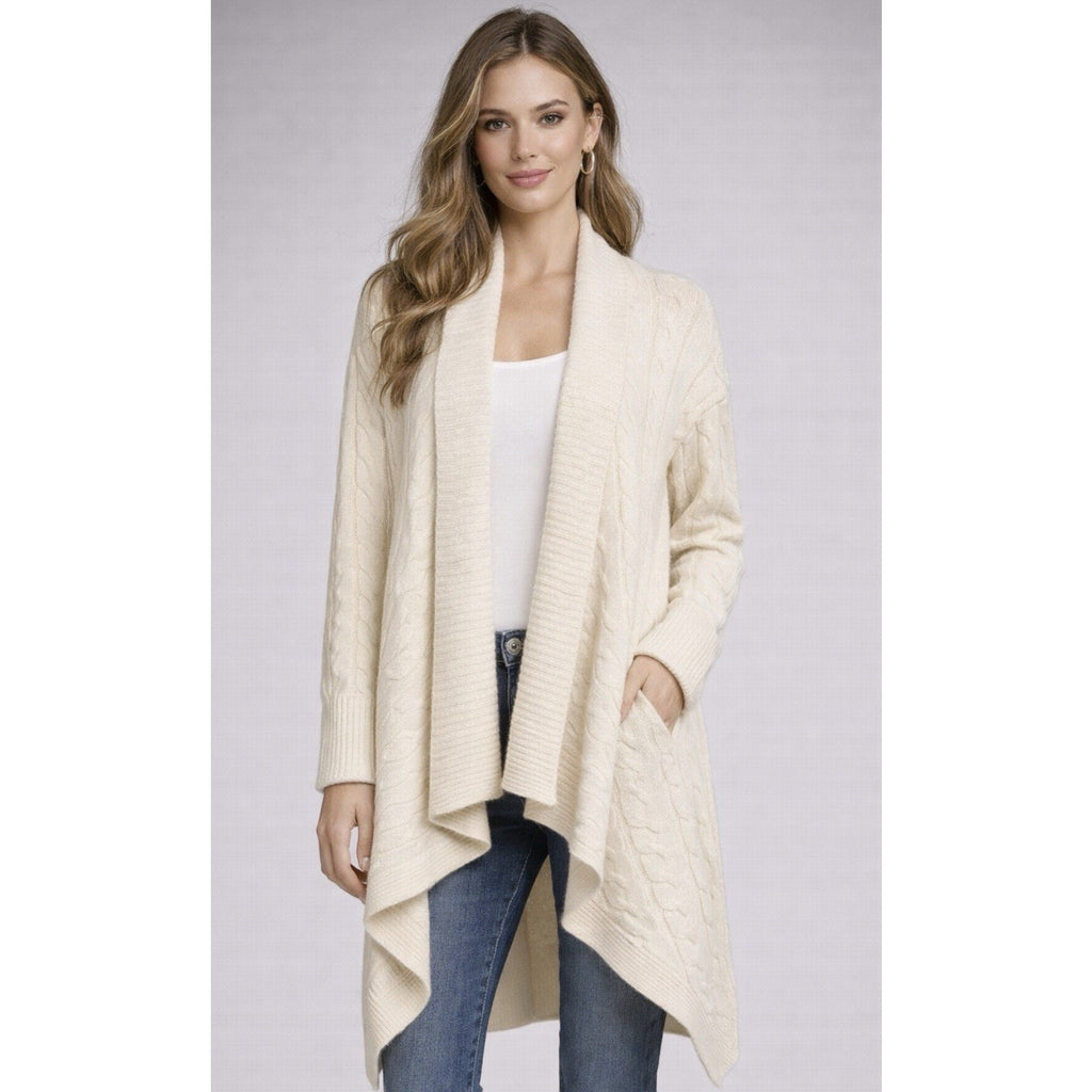 NWT Polo Ralph Lauren 100% Cashmere Cable Knit Draped Open Cardigan Sweater XS