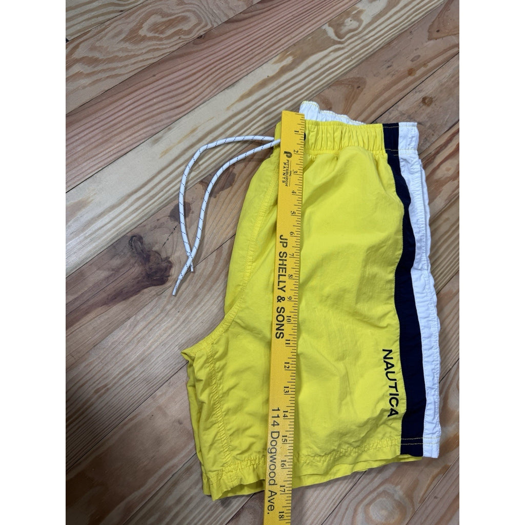 Nautica Swim Shorts Trunks Men's Size Small Nautical Logo 6" Yellow Black White
