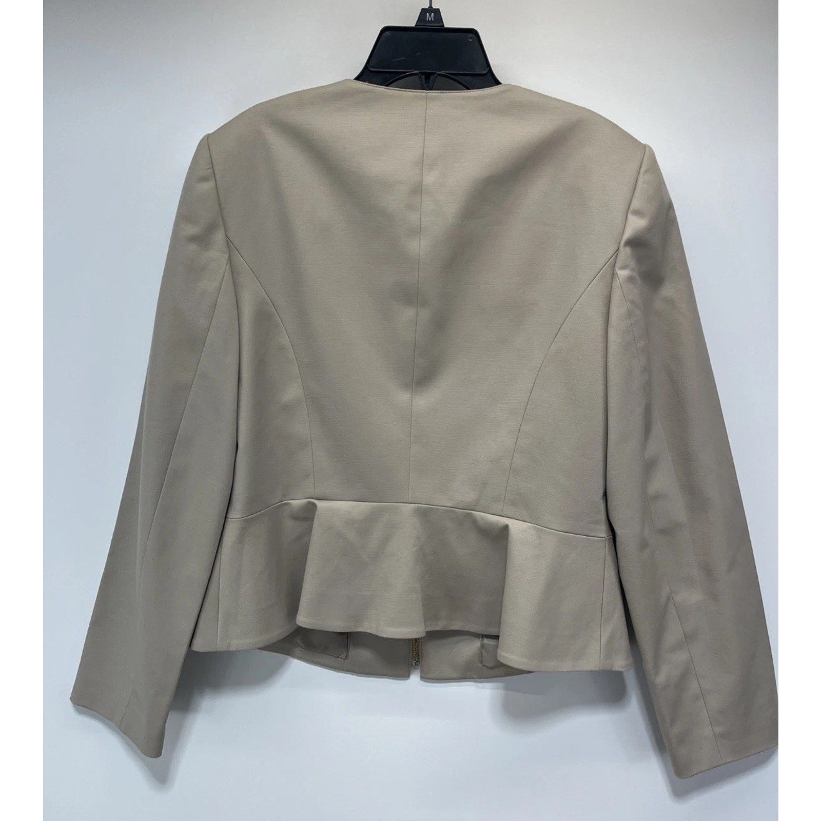 Calvin Klein Women's Blazer Size 10 Beige Gold Zipper Career Office Peplum