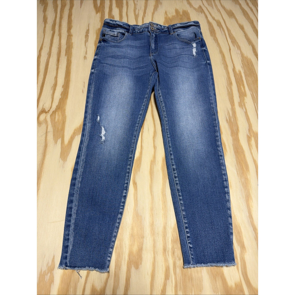 KANCAN WOMEN'S HIGH RISE ANKLE SKINNY JEANS - Size 15/31 Raw Hem
