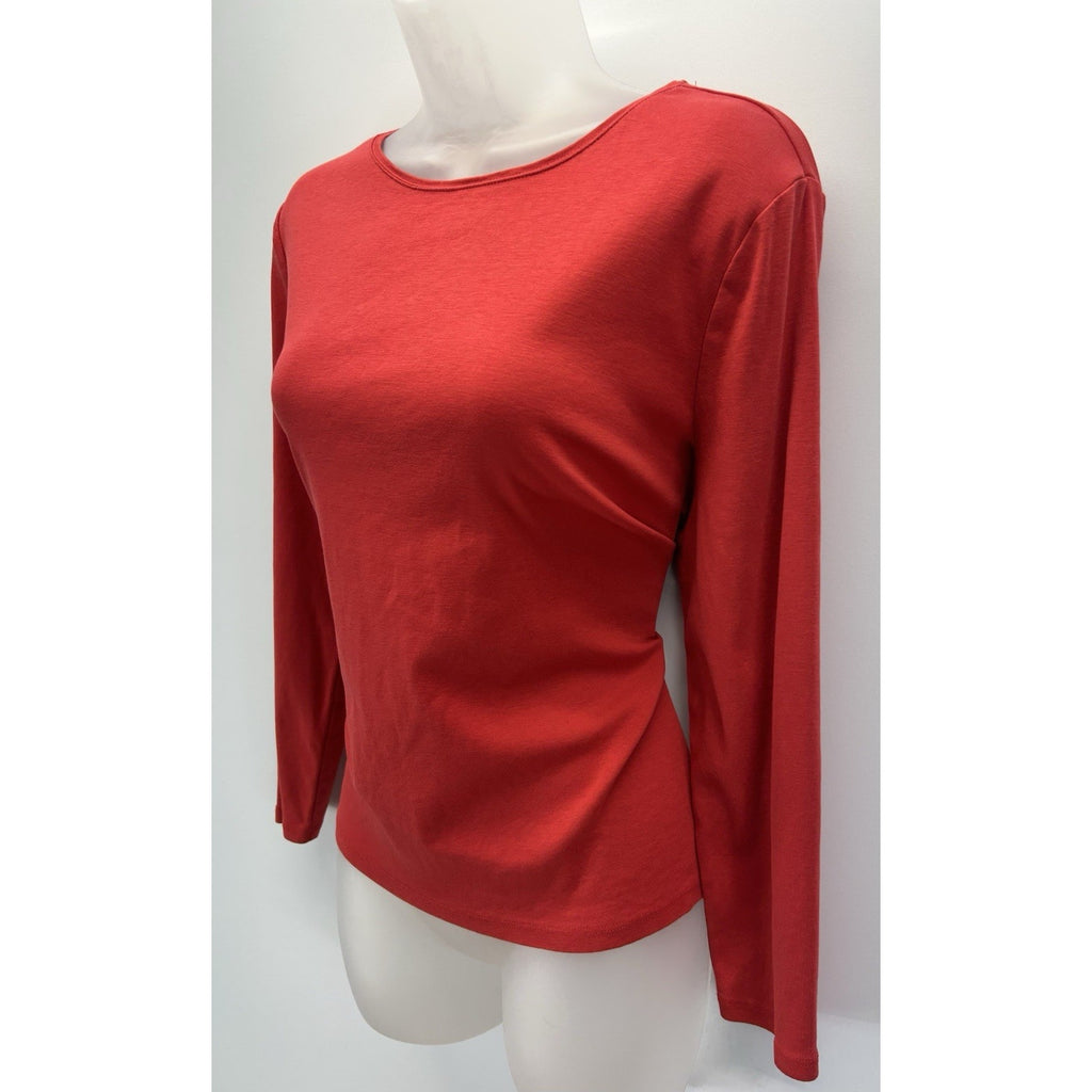 Women's Red Talbots Long-sleeved 100% Pima Cotton Tee EX-LARGE PETITE.