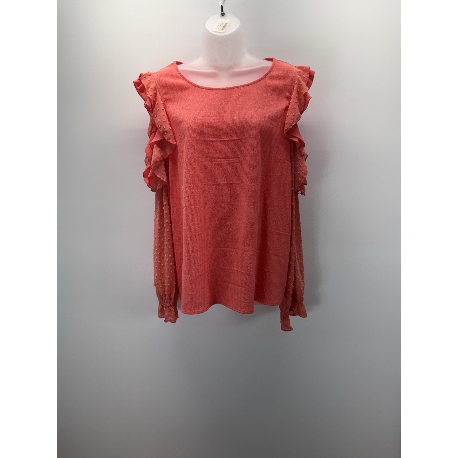 Umgee Women’s Blouse Sz L Pink Silk FlutterSleeve