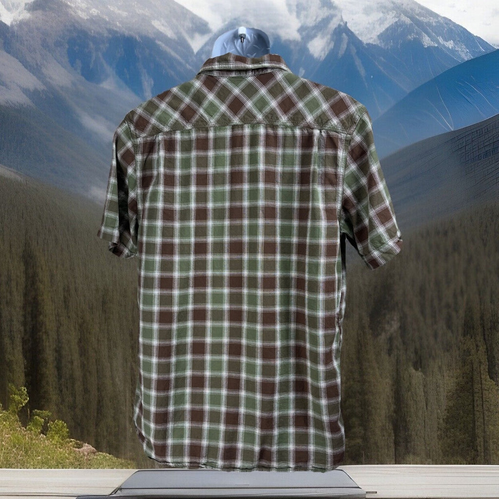 The North Face Men's M Medium Green Brown Plaid Check Button Front Shirt