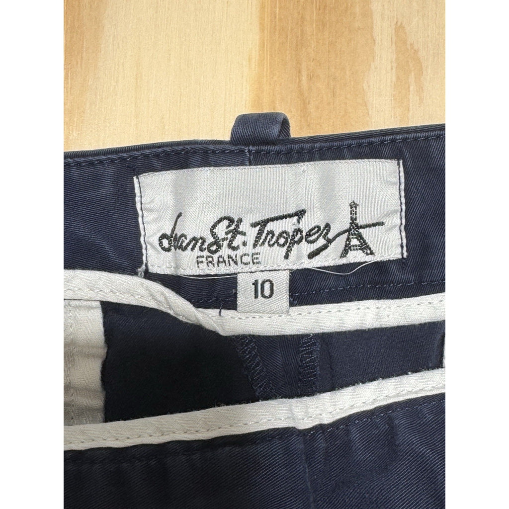 Jean St Tropez Navy Bermuda Shorts Womens Size 10 Cotton Stretch Chino EUC