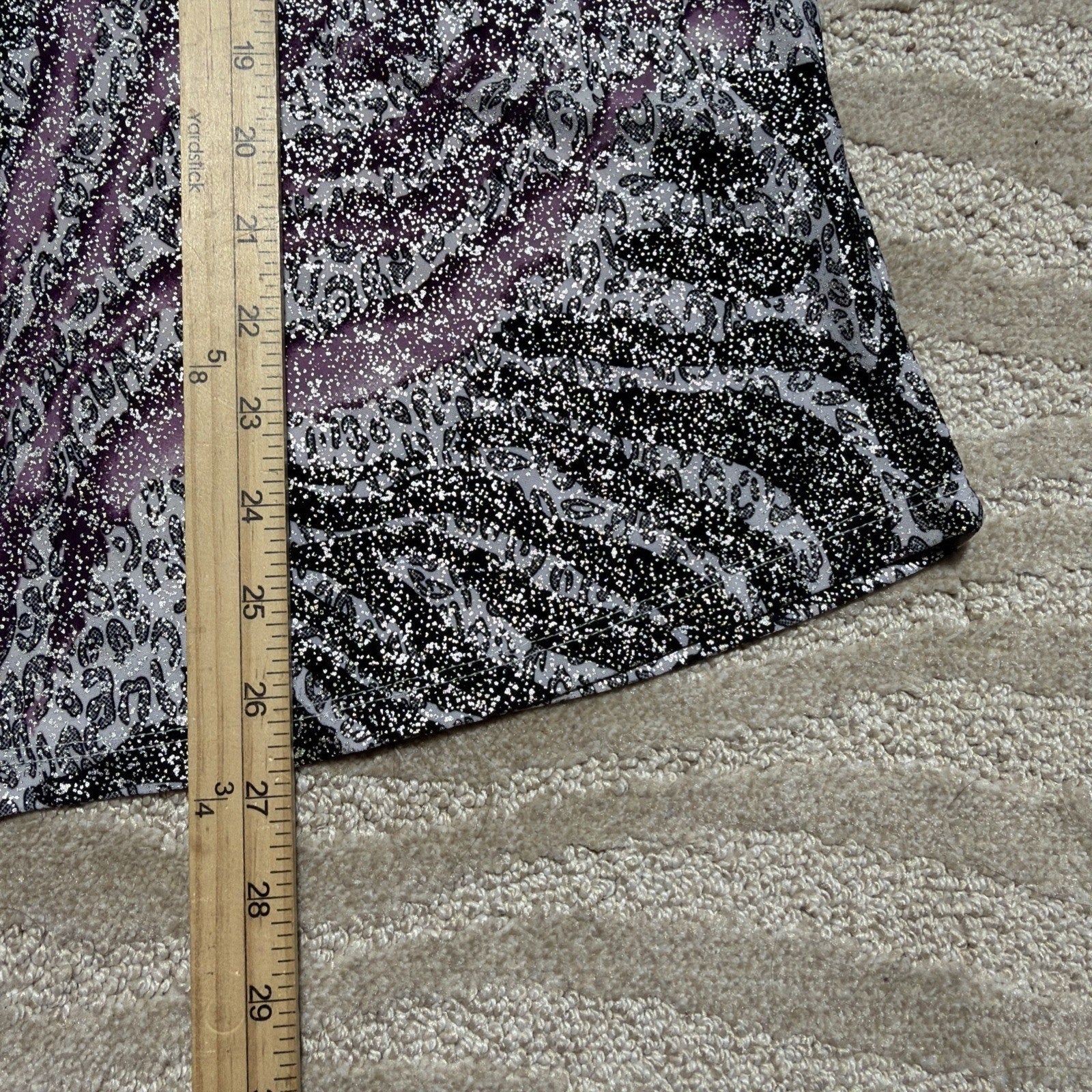 NWT Emily Daniels Beautiful Purple Black Silver Metallic Blouse- Size XL