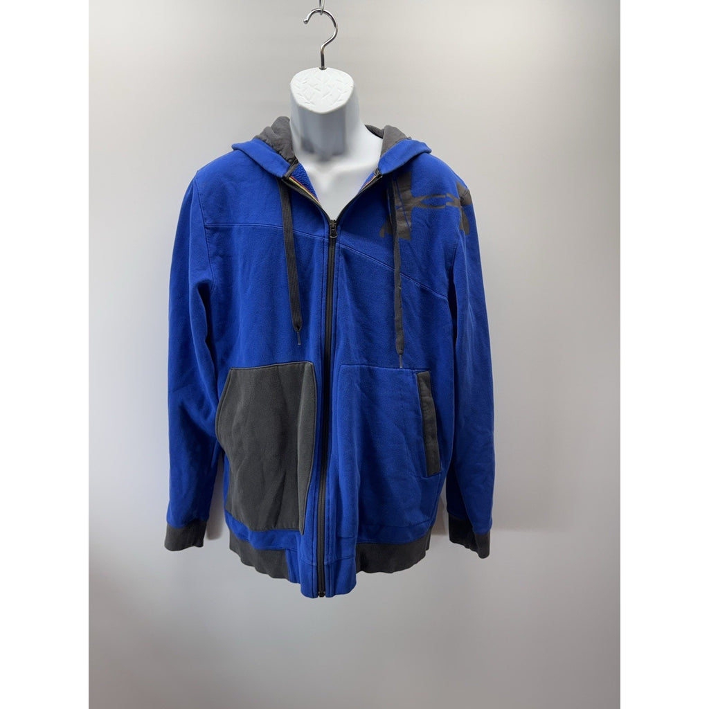 Under Armour Hoodie Jacket Men's Large Loose Fit Logo Full Zip Blue And Black