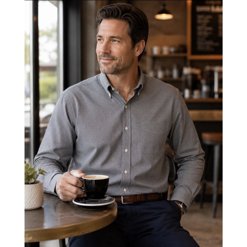 Lauren Ralph Lauren Black White Check Button Front DRESS SHIRT Size L 16.5 34/35