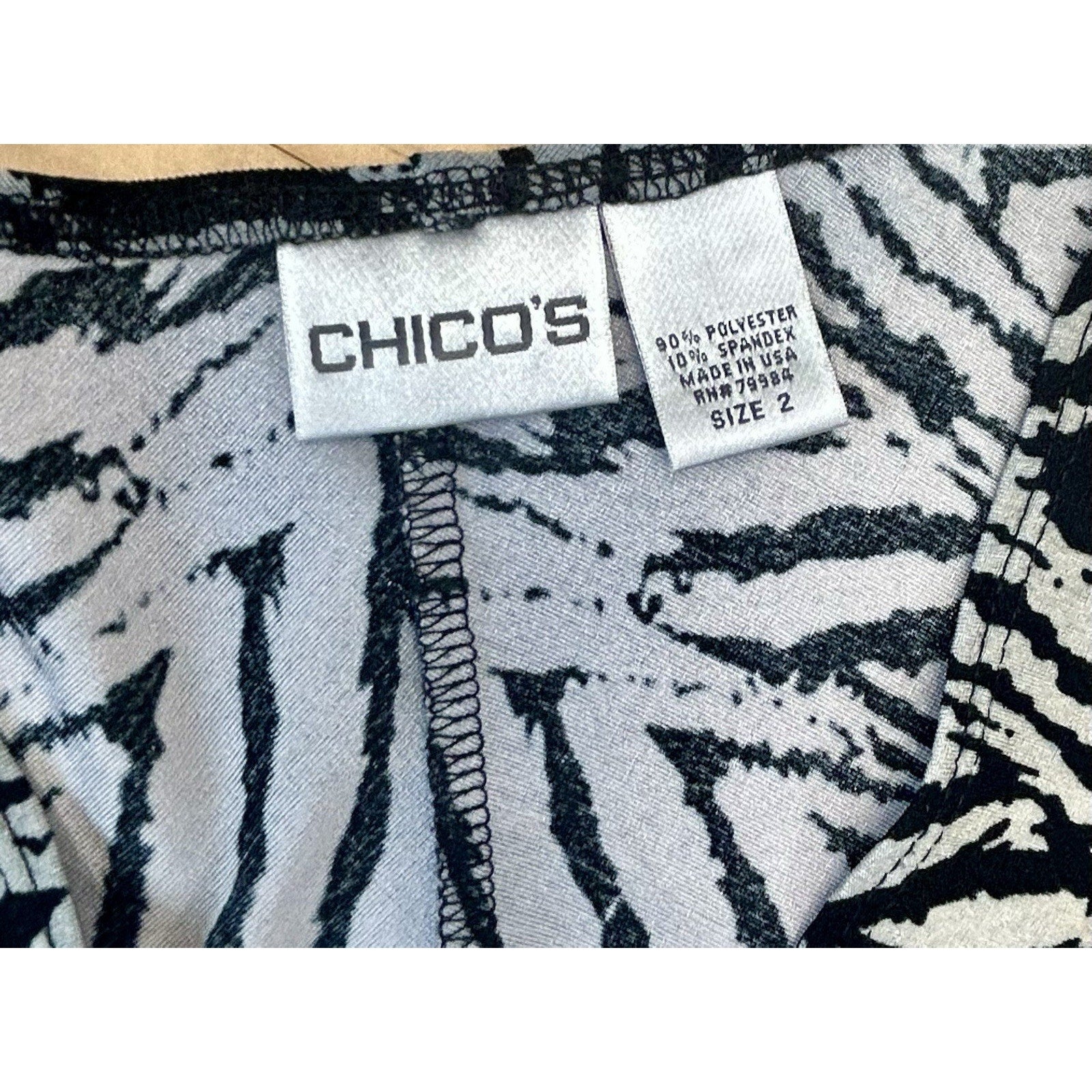 CHICO'S Slinky Knit DRESS 2 12 L Animal Print Zebra Snake Knee Office Party.