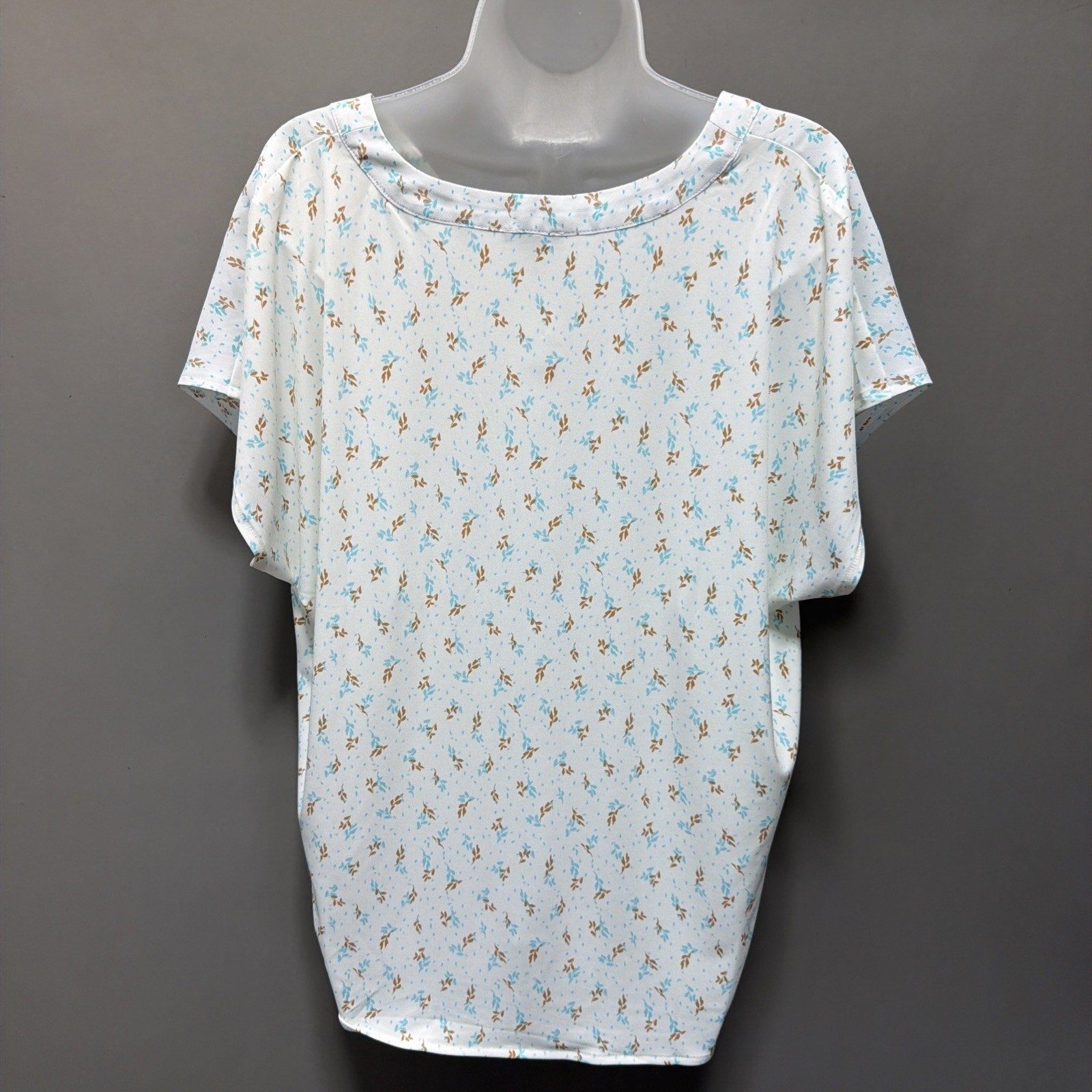 Ann Taylor Floral Oversized Stretch Puff Sleeve Top Blouse Size Large New