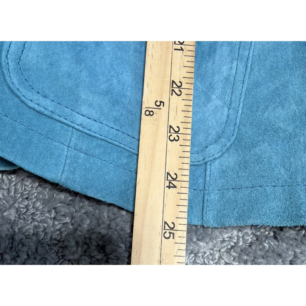 Chadwicks Jacket Teal Genuine Leather Collared Buttons Pockets Lined 12 New