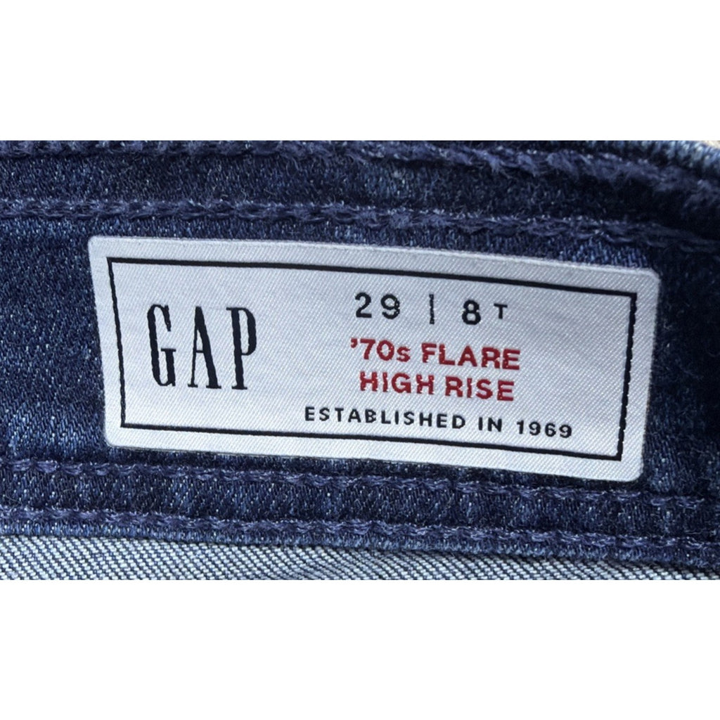 Gap '70s Flare High Rise Jeans Womens 29/8 T Blue Stretch Pockets Boho NWOT