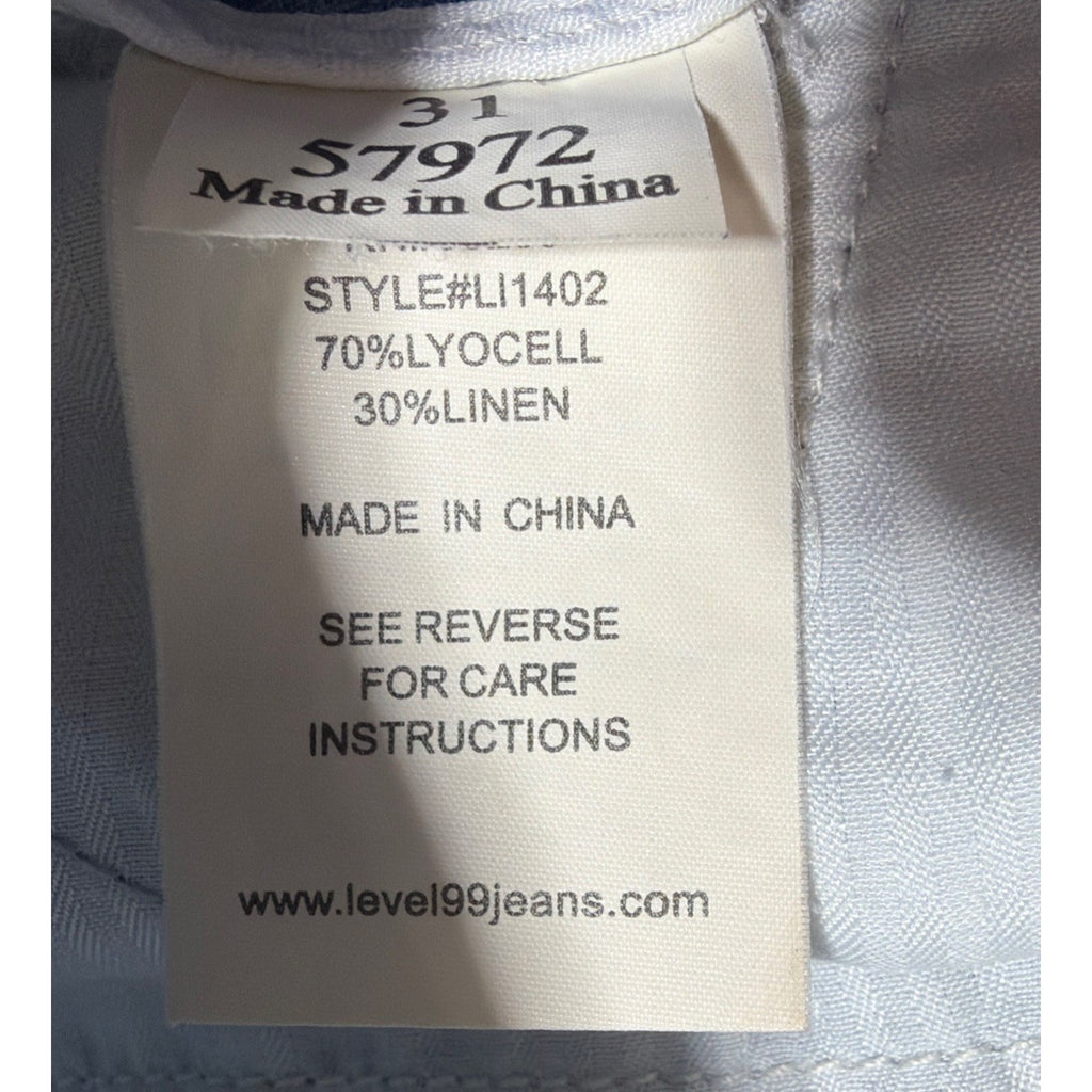 Level 99 Anthropologie Mid Rise Denim Shorts Blue Linen Women's Size 31x3”