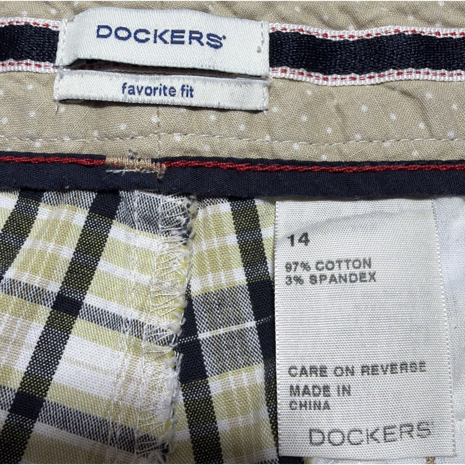 Dockers Favorite Fit Shorts Women's 14 Plaid 36x10 Stretch