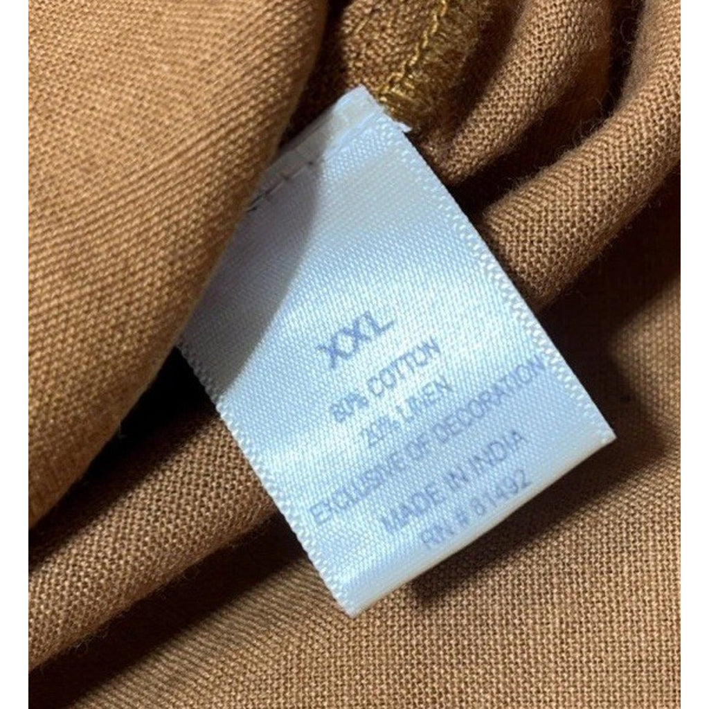 Tantrums Burnt Orange Embroidered Peasant Babydoll Linen Blend Tunic Top XXL