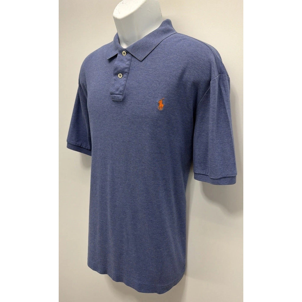 Polo Ralph Lauren Shirt Mens XXL Blue Polo Pima Soft Touch Pony Casual Stretch