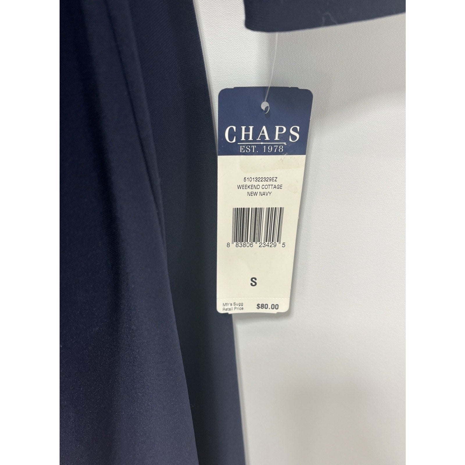 Chaps NWT Weekend Modest sheath dress navy blue Long Sleeve New Small S