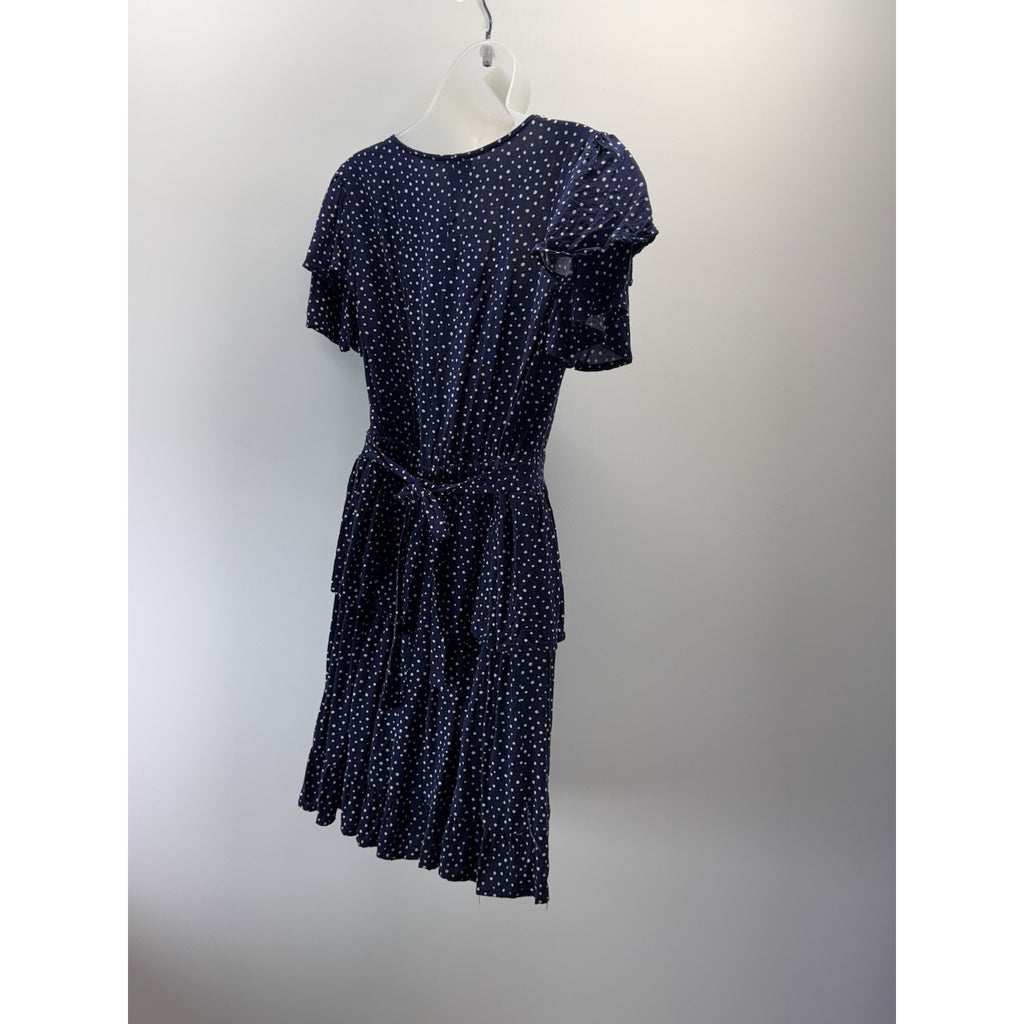 Bobeau Wrap Dress Shift Geometric Navy Blue Hi Low Women’s Size Small