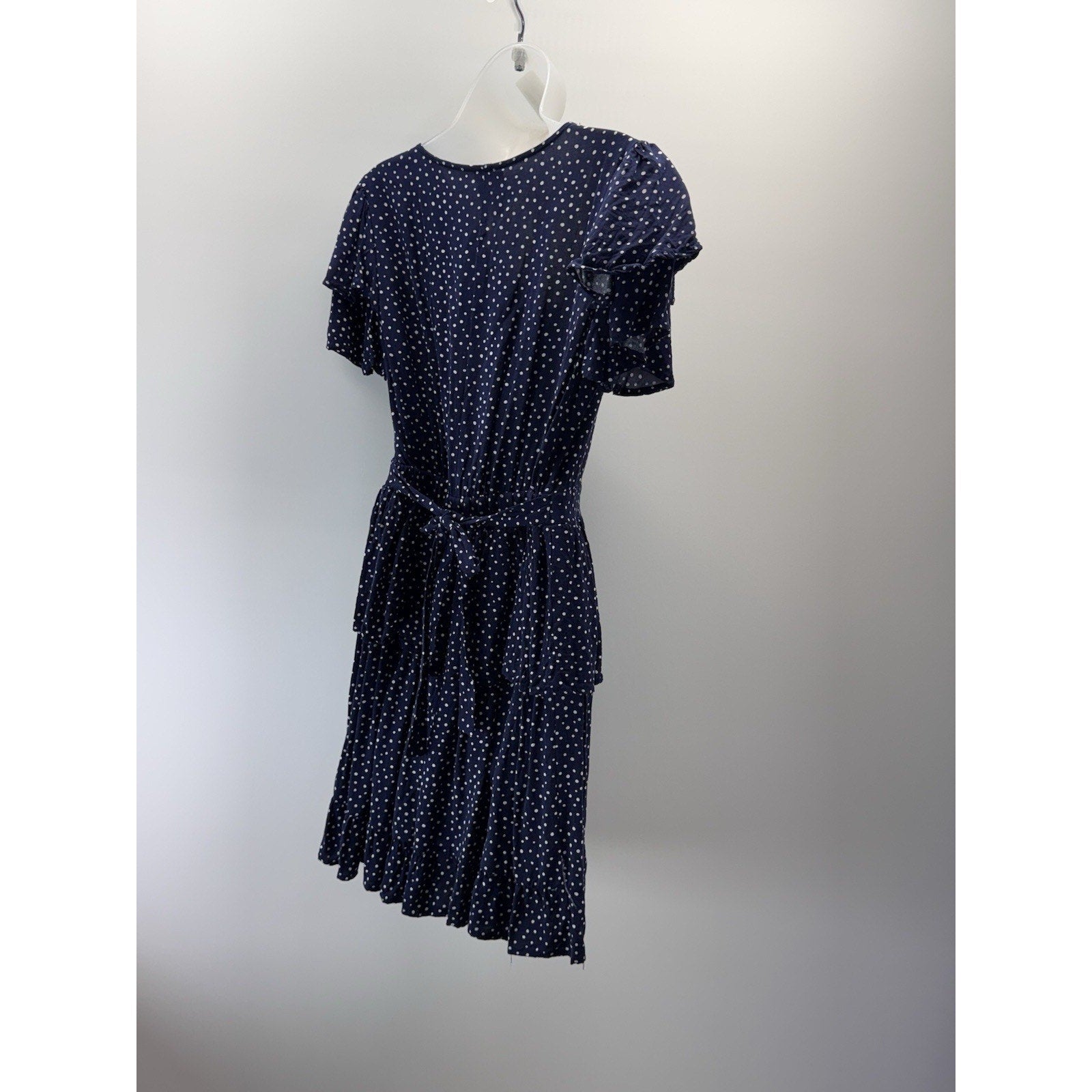 Bobeau Wrap Dress Shift Geometric Navy Blue Hi Low Women’s Size Small