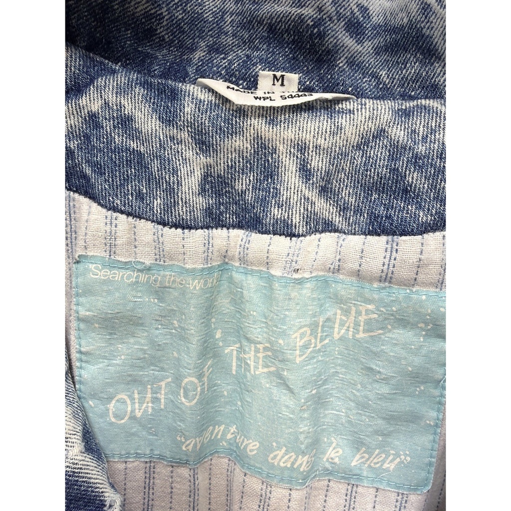 Vtg Out Of The Blue Retro 80s 90s Acid Stone Wash Denim Duster Trench Coat M