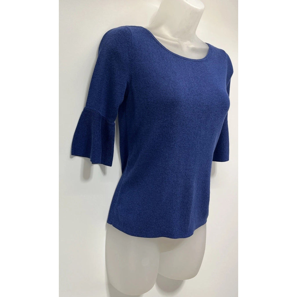 Talbots Women’s S 65% Cotton Dark Blue Ruffle Sleeve Knit Top XS