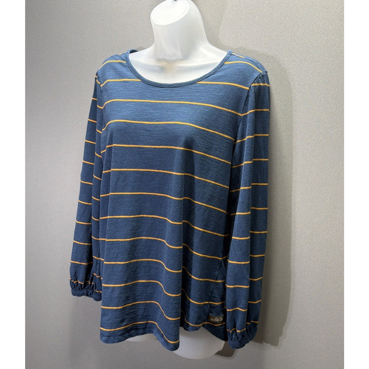 Matilda Jane Womens Size Large Blue/Orange Long Balloon Sleeve Blouse