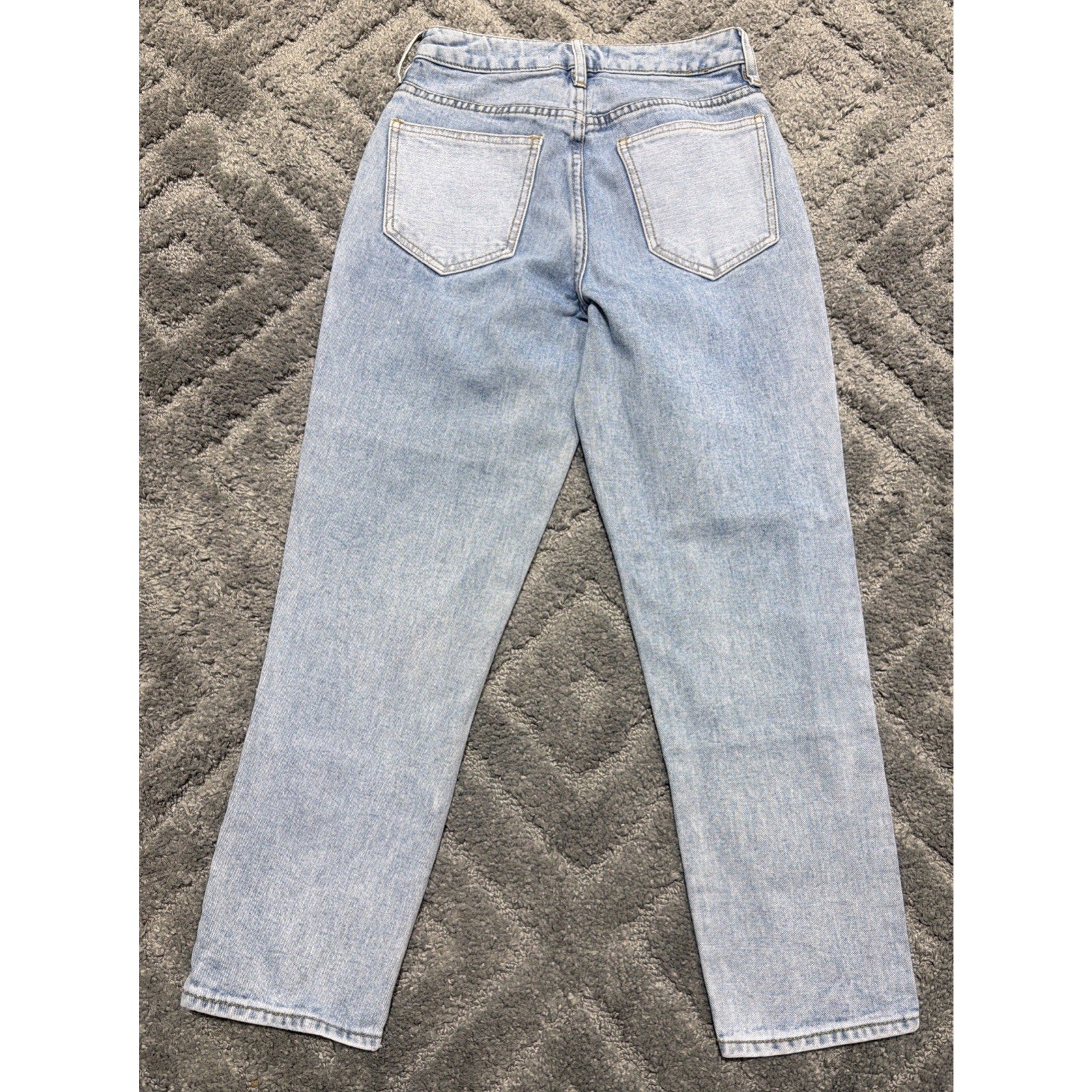 PACSUN Mom Jeans Womens 23 Blue Patchwork Cotton Straight Leg 2 Tone 26" inseam