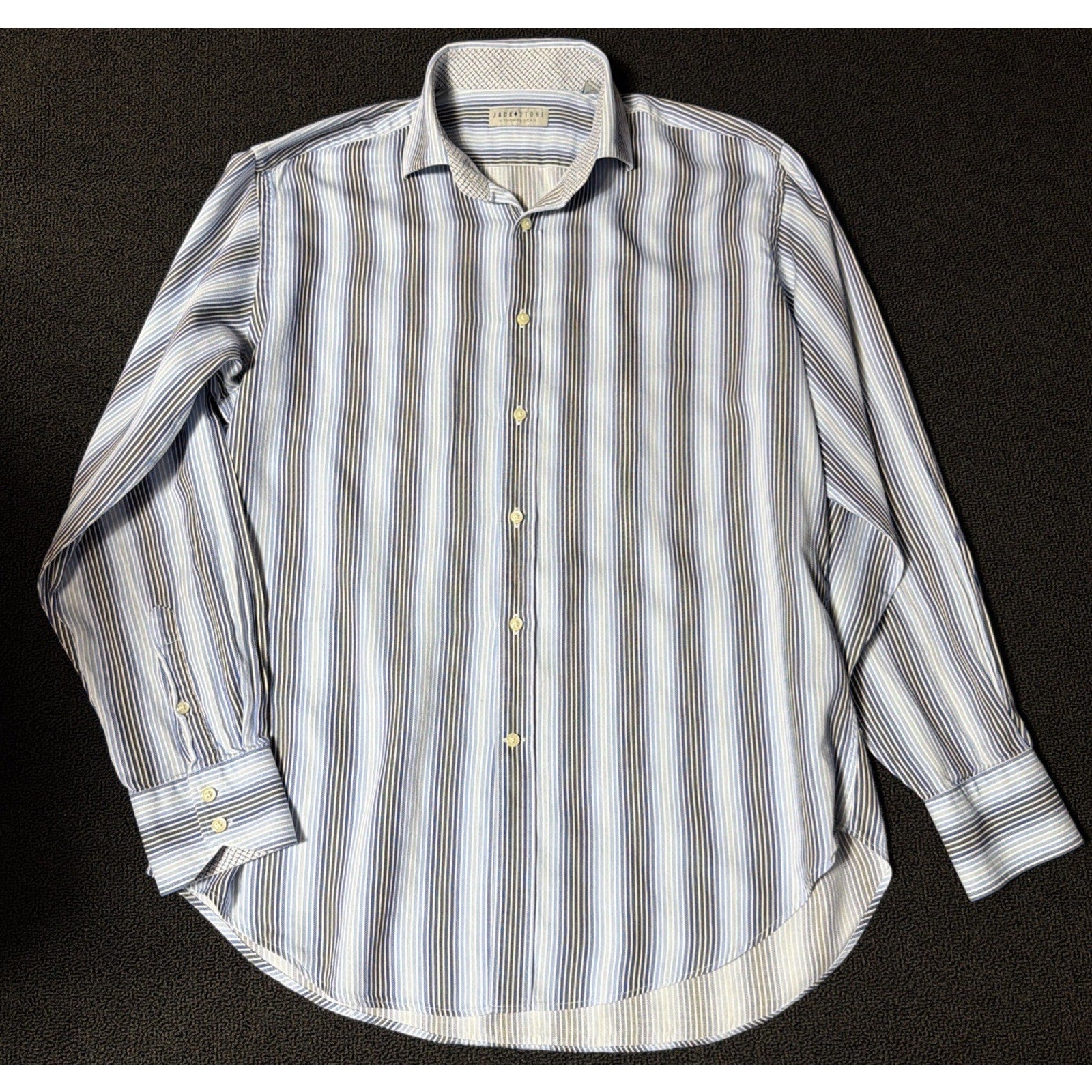 Men Jack Stone By Thomas Dean Flip Cuff Button Down Long Sleeve Shirt Size Large