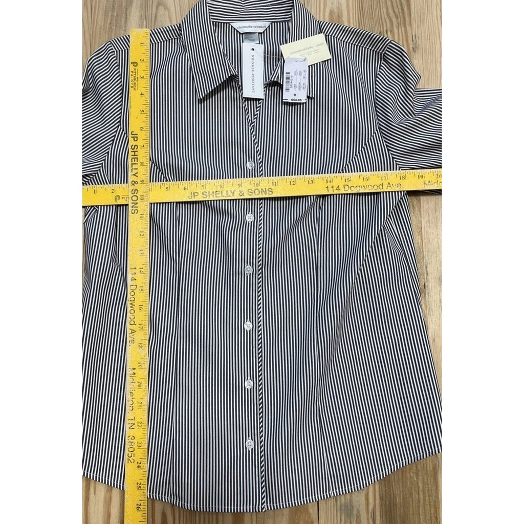 NWT Christopher Banks Top Blouse Shirt Wrinkle Resistant Long Sleeve Gray M