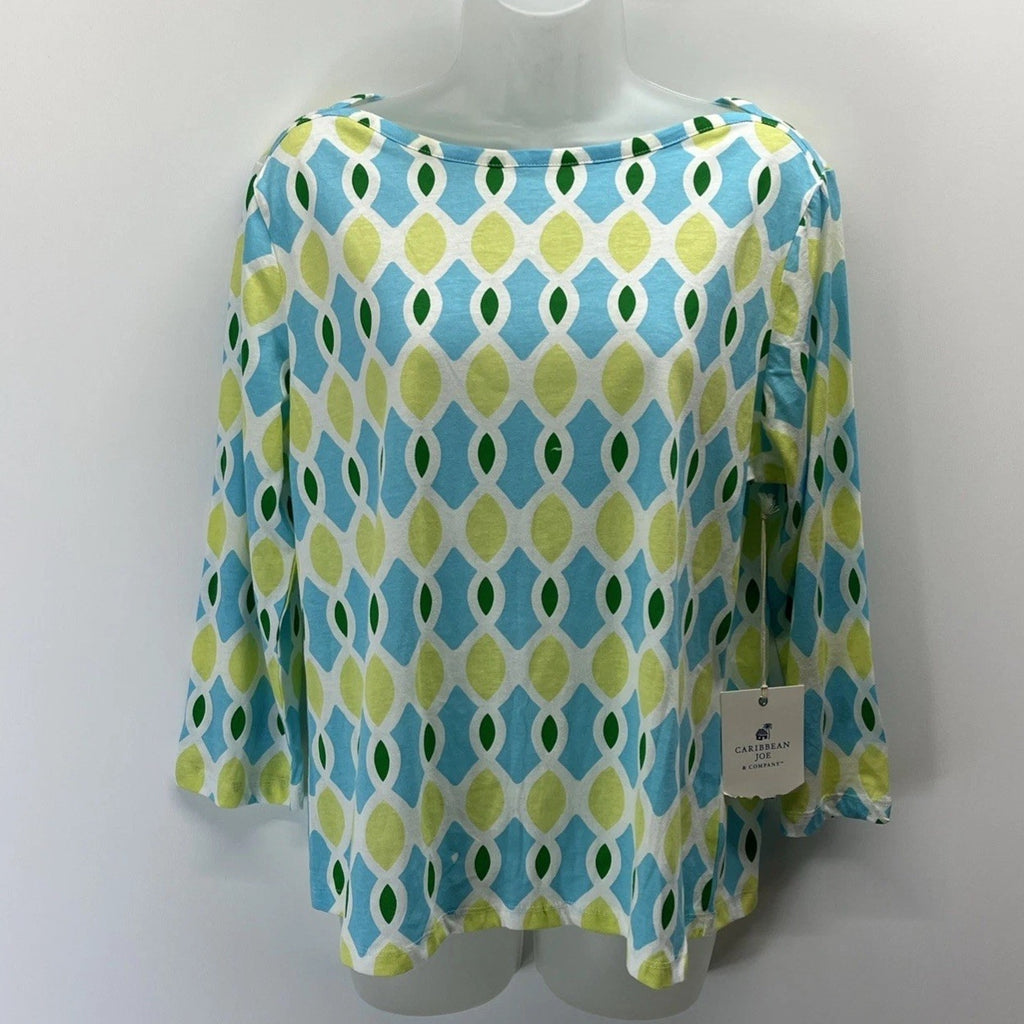 NWT Caribbean Joe and Company Shirt Womens Large 3/4 sleeves Multicolor